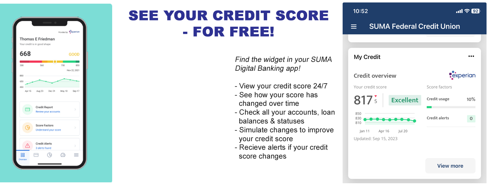 Banner for Credit Score widget in mobile banking