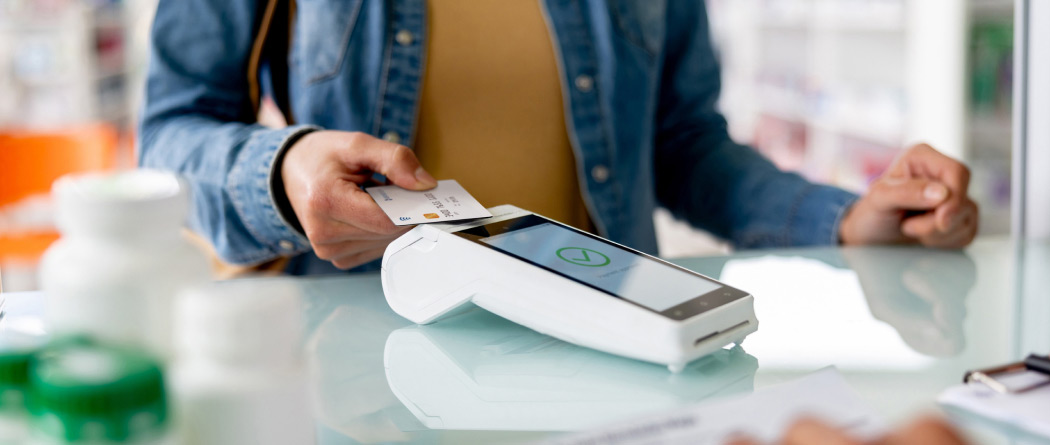 plastic card in use with a contactless terminal