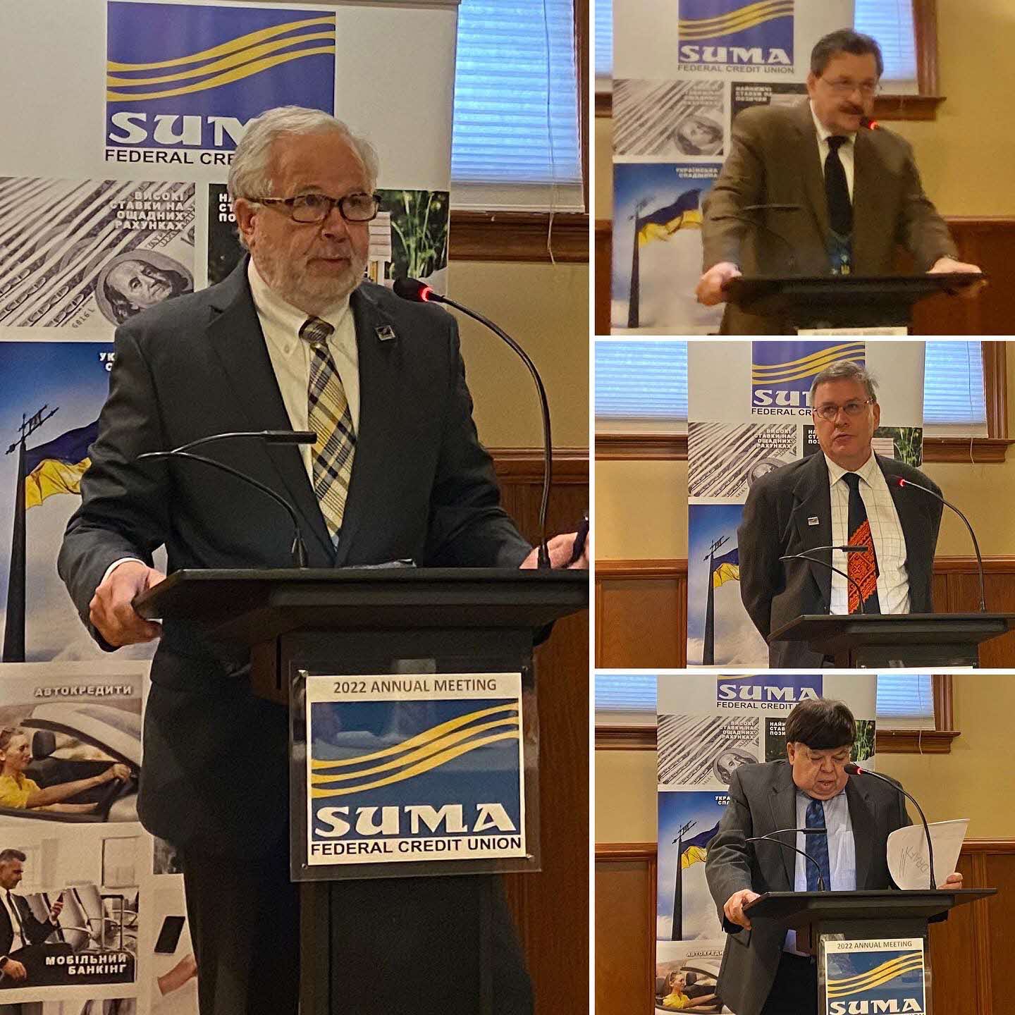 Board of Directors members of SUMA FCU making a speech at the annual meeting