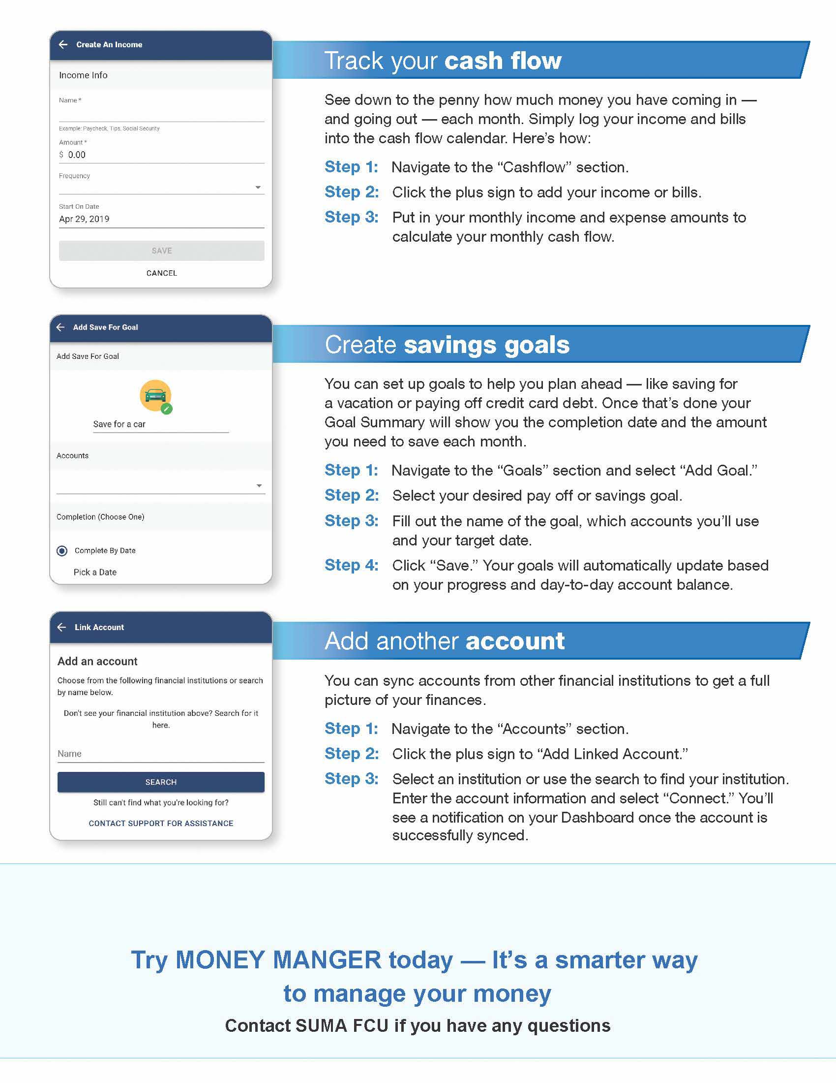Digital Banking Money Manager feature description