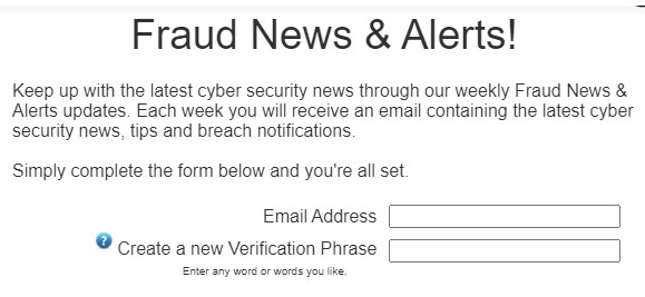 Example of sign-up popup found on our cyber security webpage